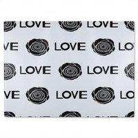 Benjamin Tate Design Rose & Love Print Glass Chopping Board in Natural