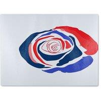 Benjamin Tate Design Red & Blue Rose Glass Chopping Board in Natural