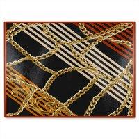 Benjamin Tate Design Chains & Stripes Glass Chopping Board in Natural