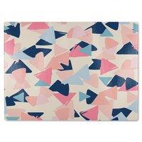Benjamin Tate Design Pastel Coloured Triangles Glass Chopping Board in Natural
