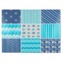 Benjamin Tate Design Nautical Tiles Glass Chopping Board in Natural