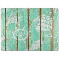 Benjamin Tate Design Nautical Elements On Wood Glass Chopping Board in Natural