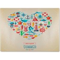Benjamin Tate Design Love Heart Of Sealife & Nautical Items Glass Chopping Board in Natural