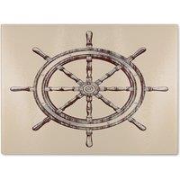 Benjamin Tate Design Ship Wheel Glass Chopping Board in Natural