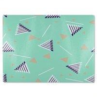 Benjamin Tate Design Geometric Triangle Stripes Glass Chopping Board in Natural