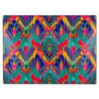 Benjamin Tate Design Abstract Ethnic Ikat Pattern Glass Chopping Board in Natural