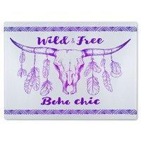 Benjamin Tate Design Boho Chic Native American Glass Chopping Board in Natural
