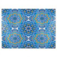 Benjamin Tate Design Floral & Geometric Embellished Tiles Glass Chopping Board in Natural