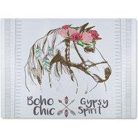Benjamin Tate Design Horse With Flower Chic Glass Chopping Board in Natural