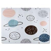 Benjamin Tate Design Child Hand Drawn Space Elements Glass Chopping Board in Natural