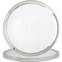 Orsina Ida Set of Four 32cm Dia Embossed Coupe Charger Plates in Silver