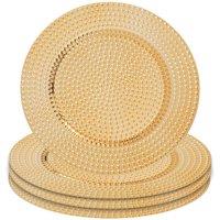 Orsina Set of Four 33cm Dia Gold Finish Hammered Charger Plates