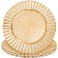 Orsina Set of Four 33cm Dia Gold Finish Wave Rim Charger Plates