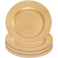 Orsina Set of 4 33cm Dia Gold Finish Dotted Charger Plates
