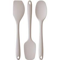 Orsina Natural Stone 3pc Silicone Kitchen Tool Set, Utensils Including Spoon, Spatula & Turner With Hanging Loops in Grey
