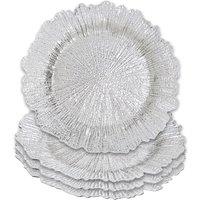 Orsina Set of Four 33cm Dia Silver Finish Reef Charger Plates