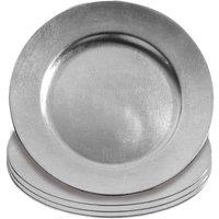 Orsina Set of Four 33cm Dia Flat Style Silver Decorative Charger Plates