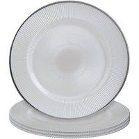 Orsina Set of Four Ida 33cm Dia Embossed White Glass Charger Plates