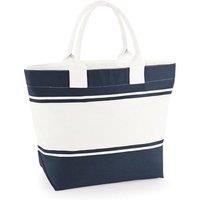 Quadra Contrast Panel Canvas Tote Bag in Mid Navy