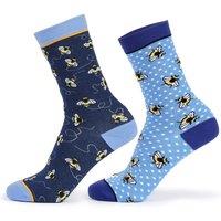 Aubrion Bee Bamboo Socks Pack of 2 in Aqua
