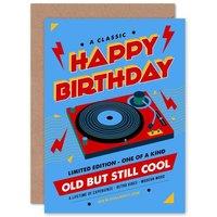 Wee Blue Coo Old But Still Cool Retro Vinyl Happy Birthday Blue Card