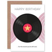 Wee Blue Coo Vinyl For the Record Happy Birthday Pink & Gold Card
