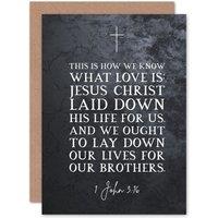 Artery8 Bible Card 1 John 3:16 Love Jesus Christ Laid Down His Life For Us Christian Bible Verse Card