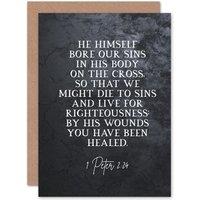 Artery8 Bible Card 1 Peter 2:24 He Himself Bore Our Sins Christian Bible Verse Card