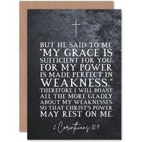 Artery8 Bible Card 2 Corinthians 12:9 Made Perfect in Weakness Christs Power Rests in Me Christian Bible Verse Card