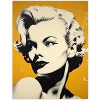 Artery8 Blonde On Mustard A Stylish Modern Black White Photo Of A Woman On Yellow Large Wall Art Poster Print Thick Paper 18X24 Inch