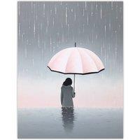 Artery8 Wall Art Print Too Much Rain By Amy Denver Minimalist Soft Pastel Umbrella Brolly Pink Minimalism Simple Modern Artwork Poster