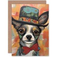 Artery8 Chihuahua Dog Lover Top Hat & Bow Tie for Her Birthday Greeting Card