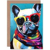 Artery8 Fun French Bulldog Folk Art for Husband Him Dad Son Brother Greeting Card