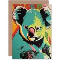 Artery8 Koala Bear Abstract Teal for Him or Her Birthday Thank You Greeting Card