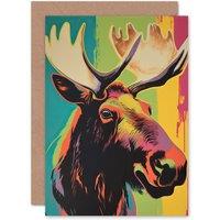 Artery8 Canadian Moose Bold Bright for Husband Him Dad Son Birthday Greeting Card