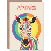 Artery8 Happy Birthday to a Lovely Mimi Rainbow Stripes Colourful Zebra Non Binary Gender Neutral Card