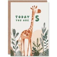 Artery8 5th Birthday Card Cute Fun Giraffe Today You Are Age 5 Year Old Child For Son Daughter Boy Happy Card in Green