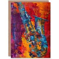 Artery8 Acid Jazz Music Saxophone Abstract Painting Greeting Card Birthday