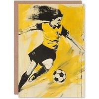 Artery8 Womens Girls Football Fan Soccer Goal Footie Greeting Card Birthday in Yellow