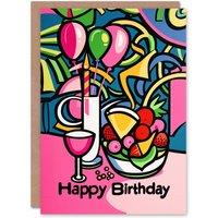 Artery8 Birthday Card Tropical Party Vibrant Abstract Pop Art Greeting Card