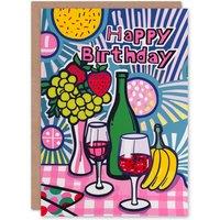 Artery8 Birthday Card Tropical Party Drinks Celebration Pop Art Greeting Card