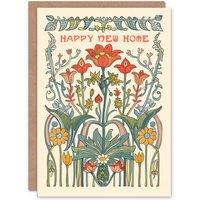 Artery8 Housewarming Card Wildflower Garden Art Nouveau Design Floral Classic in Beige