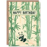 Artery8 Cute Panda Baby Bamboo Forest Pastel Colour Birthday Card in Green