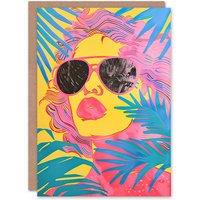Artery8 Summer Malibu Woman in Shades Portrait Tropical Birthday Art Card