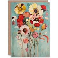 Artery8 Soft Abstract Wildflower Bouquet Painting Birthday Art Card