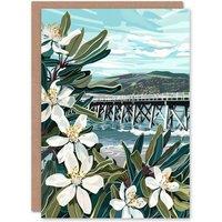Artery8 Dunoon Pier Scotland Painting Lily Wildflowers Birthday Art Card in Green