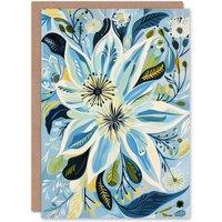 Artery8 Blue Abstract Wildflowers Painting Floral Birthday Art Card