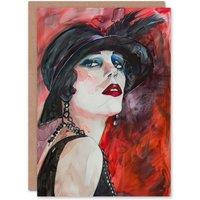 Artery8 Glamorous Flapper Portrait 1920s Scarlet Birthday Art Card in Red