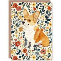 Artery8 Greeting Card Pembroke Welsh Corgi Dog Lover Cute Floral Birthday