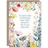 Artery8 Greeting Card Happy Flowers Smart Funny Pretty Lucky Friend Birthday